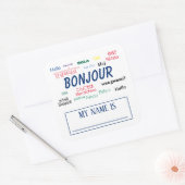 Hallo Bonjour Reizen Talen Kleurrijke Naam Vierkante Sticker (Envelop)