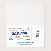 Hallo Bonjour Reizen Talen Kleurrijke Naam Visitekaartje (Buitenkant ongevouwen)