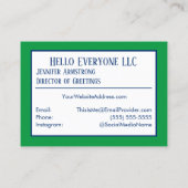 Hallo Bonjour Reizen Talen Kleurrijke Naam Visitekaartje (Achterkant)