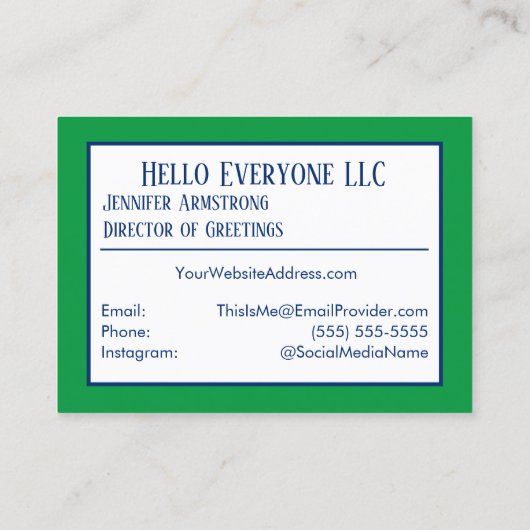 Hallo Bonjour Reizen Talen Kleurrijke Naam Visitekaartje (Achterkant)