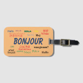 Hallo Bonjour Talen Wereld Reizen Kleurrijk Bagagelabel (Voorkant (horizontaal))