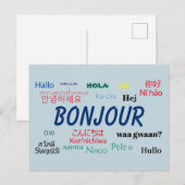Hallo Bonjour Talen Wereld Reizen Kleurrijk Briefkaart (Voorkant / Achterkant)