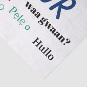 Hallo Bonjour Talen Wereld Reizen Kleurrijk Tissuepapier (Detail)