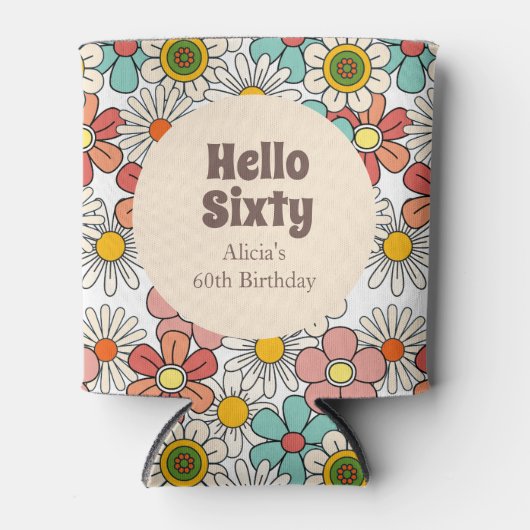 Hallo Bord Retro Hippie Groovy Flower Blikjeskoeler (Voorkant)