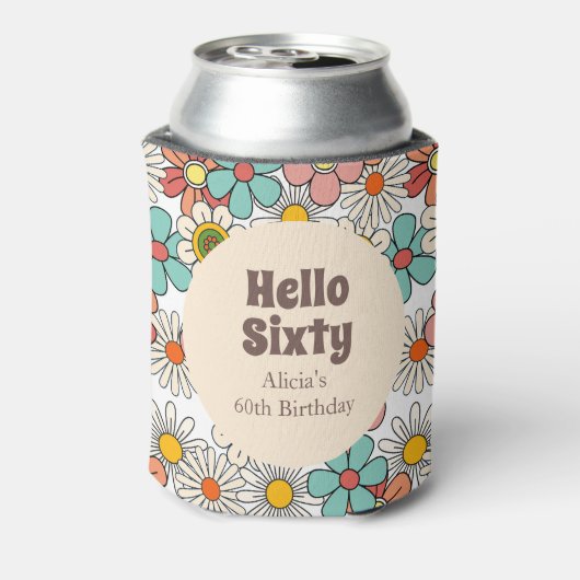 Hallo Bord Retro Hippie Groovy Flower Blikjeskoeler (Blikje Achterkant)