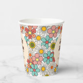 Hallo Bord Retro Hippie Groovy Flower Papieren Bekers (Links)