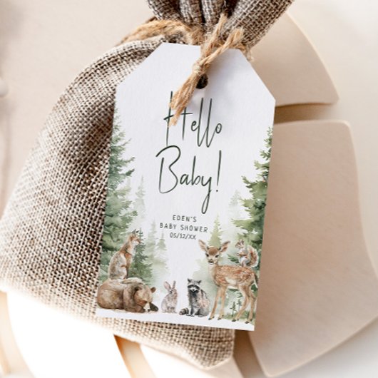 Hallo Bosdieren Baby Baby shower Dank u wel Cadeaulabel