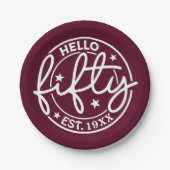 Hallo Bourgondië 50e verjaardag Papieren Bordje (Voorkant)