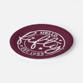 Hallo Bourgondië 50e verjaardag Papieren Bordje (Gekanteld)