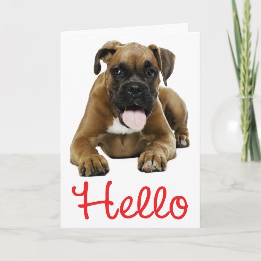 Hallo Boxer Puppy Dog - Denken aan jou, liefde Kaart (Voorkant)