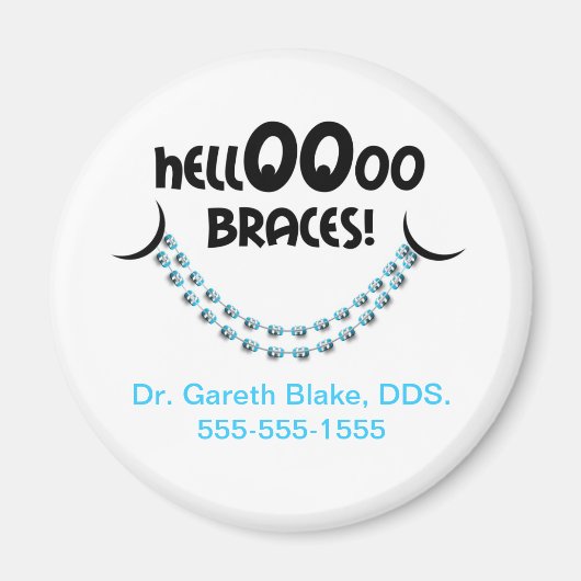 hallo Braces Blue Orthodontic Promotion Magneet (Voorkant)