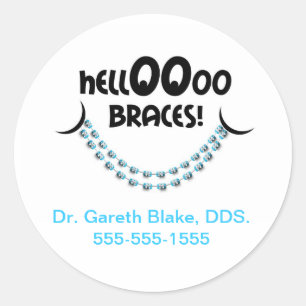 hallo Braces Blue Orthodontist Patiënt aangepast Ronde Sticker