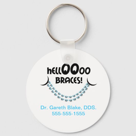 hallo Braces Blue Orthodontist Patiëntencadeau op  Sleutelhanger (Voorkant)