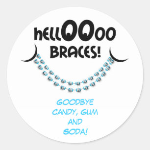 hallo Braces Blue Orthodontist Patiëntenherinneri Ronde Sticker