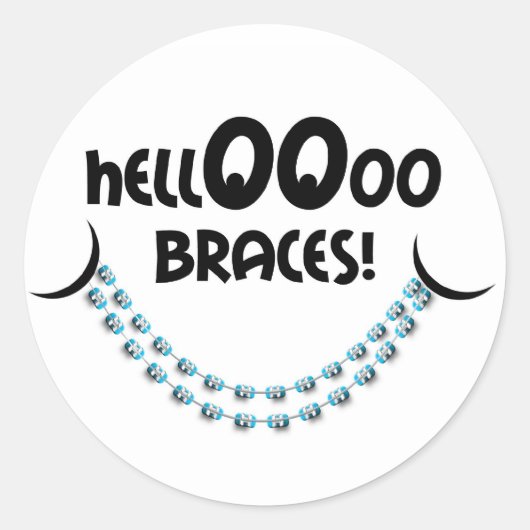 hallo Braces Blue Ronde Sticker (Voorkant)