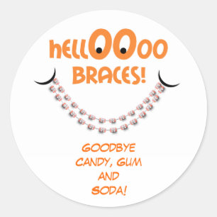 hallo Braces Oranje-orthodontist Herinnering patië Ronde Sticker