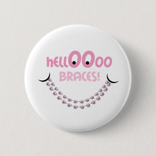 hallo Braces Roze Ronde Button 5,7 Cm (Voorkant)
