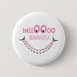 hallo Braces Roze Ronde Button 5,7 Cm