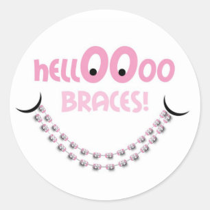 hallo Braces Roze Ronde Sticker