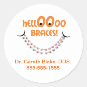 hallo Braces Tangerine Orthodontist Aangepast pati Ronde Sticker