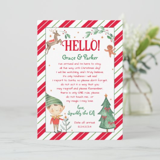 Hallo Brief van je Elf Brief Kaart (Staand voorkant)