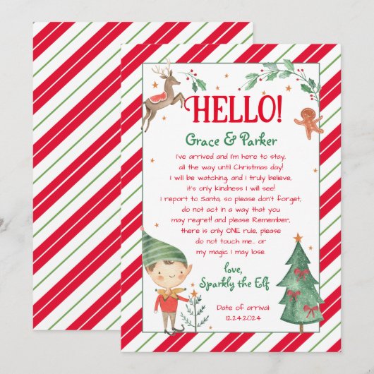 Hallo Brief van je Elf Brief Kaart (Voorkant / Achterkant)