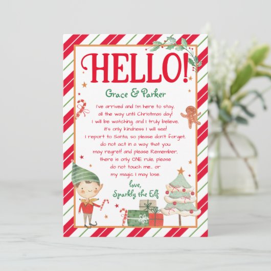 Hallo Brief van je Elf Brief Kaart (Staand voorkant)