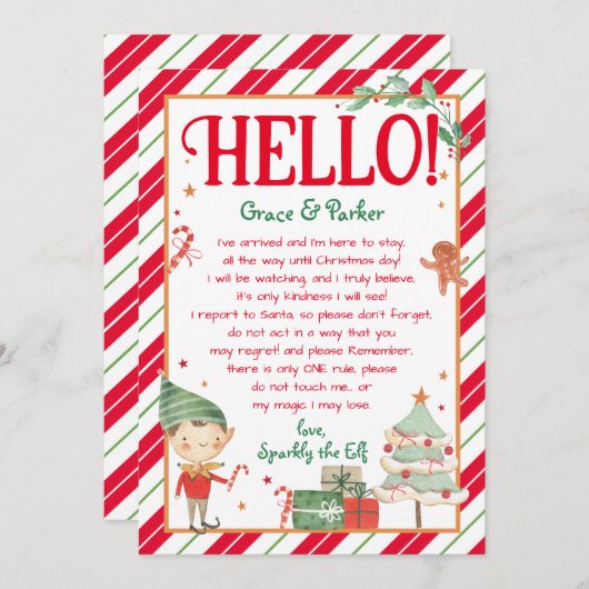 Hallo Brief van je Elf Brief Kaart (Voorkant / Achterkant)