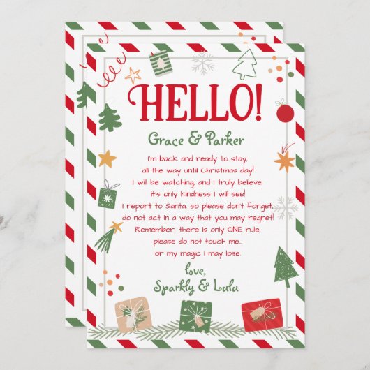 Hallo Brief van je kerstelfjes Kaart (Voorkant / Achterkant)