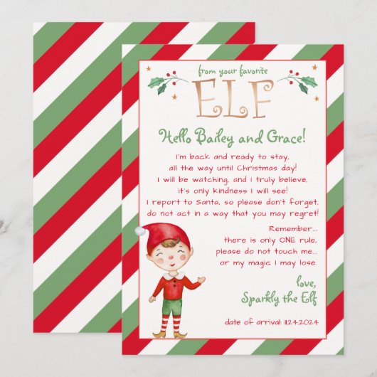 Hallo Brief van uw Elf Kaart (Voorkant / Achterkant)