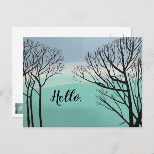 Hallo Briefkaart Herfstbomen Silhouet Sky Clouds (Voorkant / Achterkant)