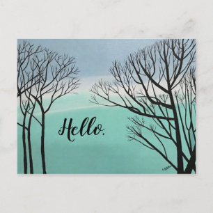 Hallo Briefkaart Herfstbomen Silhouet Sky Clouds