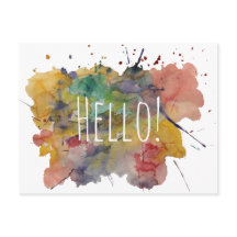 hallo Briefkaart met Colorful Waterverf Splashes