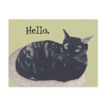 Hallo Briefkaart Resting Tortoise Shell Cat Painti