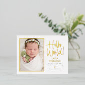 hallo Briefkaart ter bekendmaking van de geboorte  (Staand Voorkant)