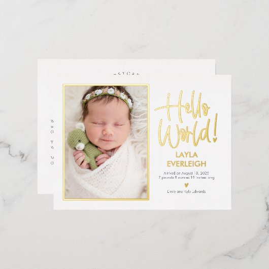 hallo Briefkaart ter bekendmaking van de geboorte  (Voorkant / Achterkant)