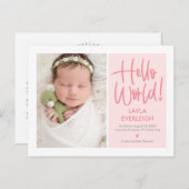 hallo Briefkaart Wereld Editable Color Announcemen (Voorkant / Achterkant)