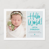 hallo Briefkaart Wereld Editable Color Announcemen