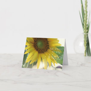 "Hallo!" Bright Sunflower Photo Notecard Kaart