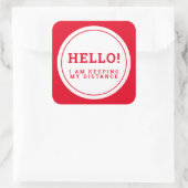 Hallo Bruiloft social distancing gastverzorging ro Vierkante Sticker (Tas)
