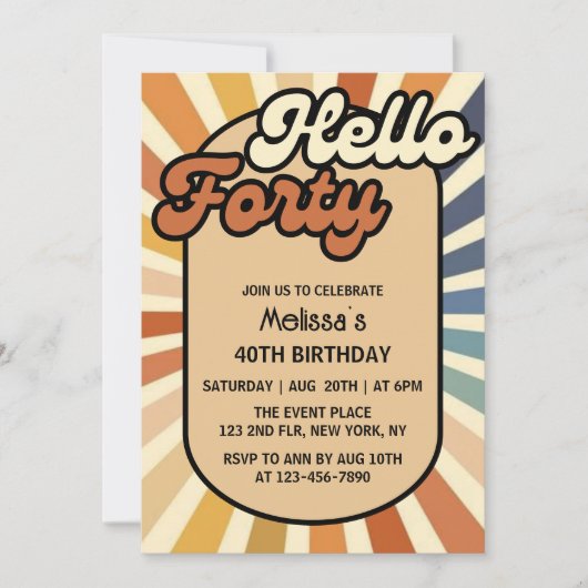 Hallo Bruine Retro Sun Groovy Wave Verjaardag Kaart (Voorkant)