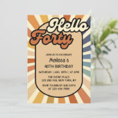 Hallo Bruine Retro Sun Groovy Wave Verjaardag Kaart (Staand voorkant)