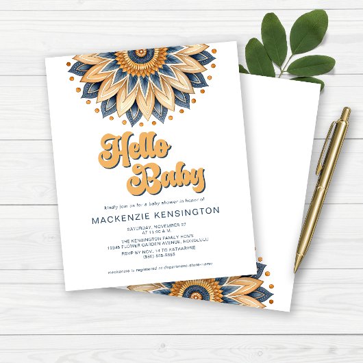 HALLO BUDGET Baby Blauw Goud Retro Baby shower