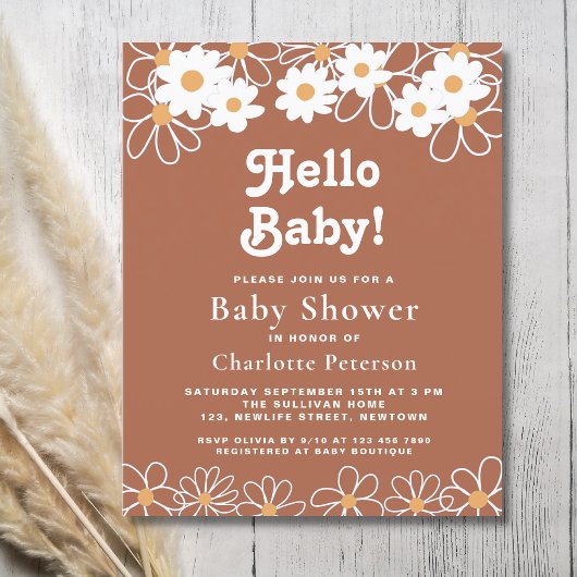 Hallo Budget Baby Daisy Baby shower Invitation