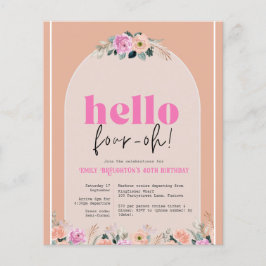 Hallo Budget "Four-oh" stoffige roos Invitation Flyer