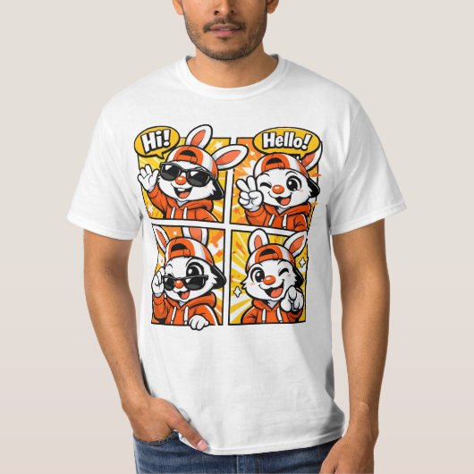 Hallo Bunny Comic Vibes T-shirt (Voorkant)