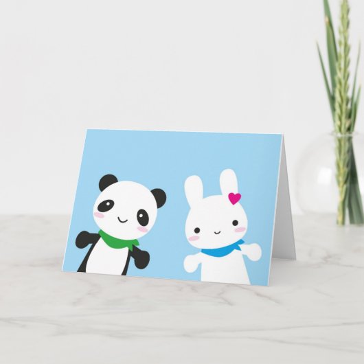 Hallo Bunny en Panda Kaart (Voorkant)