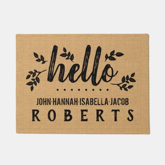 Hallo Burlap Leaf boerderij Feedsack gepersonalise Deurmat (Voorkant)