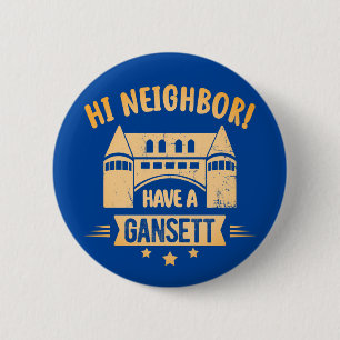 Hallo buurman: Gansett Narragansett, stad Gift Ronde Button 5,7 Cm