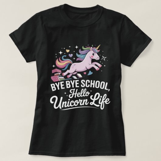 Hallo Bye Bye School, Eenhoorn Life - Magische Mei T-shirt (Design voorkant)